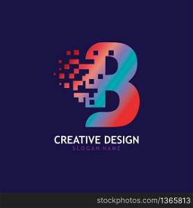Initial B Letter Design with Digital Pixels logo vector
