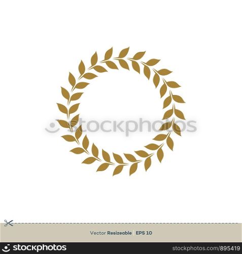 Initial Border Gold Wheat Vector Logo Template Illustration Design. Vector EPS 10.