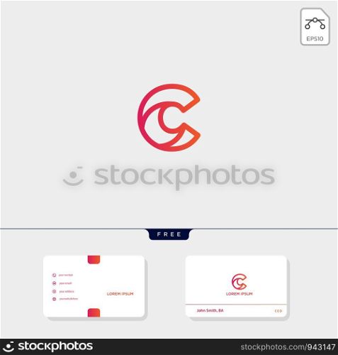 Initial C, CC creative logo template and business card design template include. vector illustration and logo inspiration. Initial C, CC outline creative logo template and business card design template include. vector illustration and logo inspiration