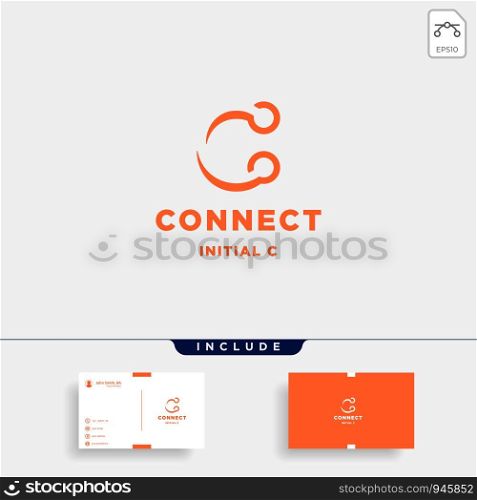 initial c connection logo design technology symbol icon alphabet. initial c connection logo design technology symbol icon