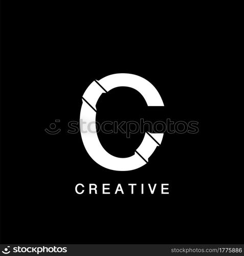 Initial C Letter Flat Logo Abstract Technology Vector Design Concept.