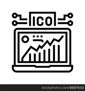 initial coin offering ico line icon vector. initial coin offering ico sign. isolated contour symbol black illustration. initial coin offering ico line icon vector illustration