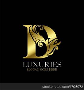Initial Decorative luxury D Golden letter logo design template vector.