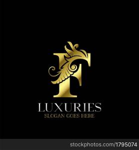 Initial Decorative luxury F Golden letter logo design template vector.
