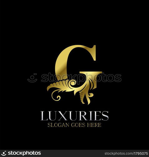 Initial Decorative luxury G Golden letter logo design template vector.