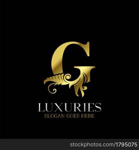 Initial Decorative luxury G Golden letter logo design template vector.