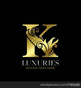 Initial Decorative luxury K Golden letter logo design template vector.