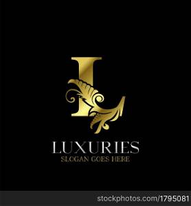 Initial Decorative luxury L Golden letter logo design template vector.