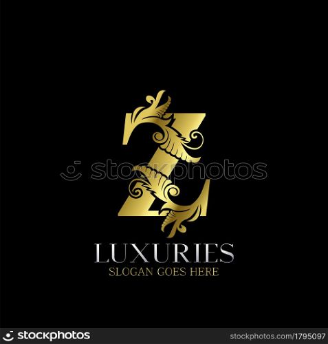 Initial Decorative luxury Z Golden letter logo design template vector.