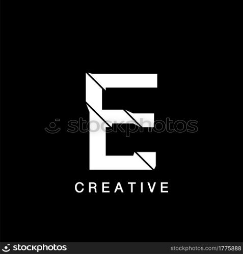 Initial E Letter Flat Logo Abstract Technology Vector Design Concept.