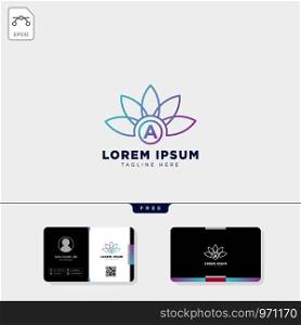 initial flower logo template vector illustration and free business card design,custom text. initial flower logo template and free business card design