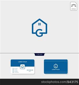 initial G creative logo template, minimalist logo for real estate corporate. vector illustration, business card design template include. initial creative logo template, minimalist logo for real estate corporate. vector illustration, business card design template include