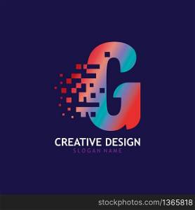 Initial G Letter Design with Digital Pixels logo vector
