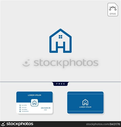 initial H creative logo template, minimalist logo for real estate corporate. vector illustration, business card design template include. initial creative logo template, minimalist logo for real estate corporate. vector illustration, business card design template include