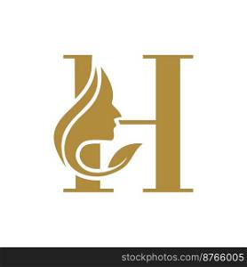 Initial H face beauty logo design templates simple and elegant