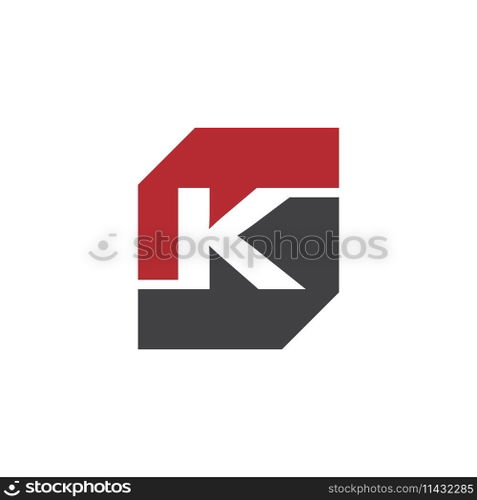 initial K rectangle logo vector Template