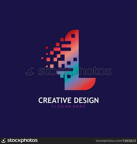 Initial L Letter Design with Digital Pixels logo vector