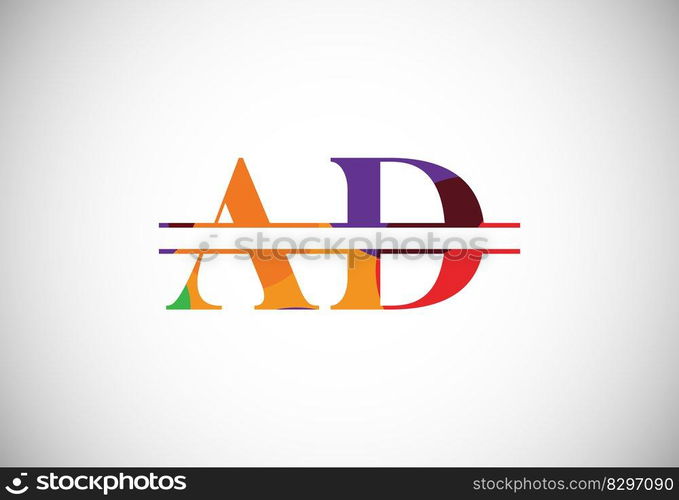 Initial Letter A D Low Poly Logo Design Vector Template. Graphic Alphabet Symbol For Corporate Business Identity