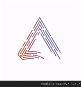 initial letter A with geometric strips line color vector illustration