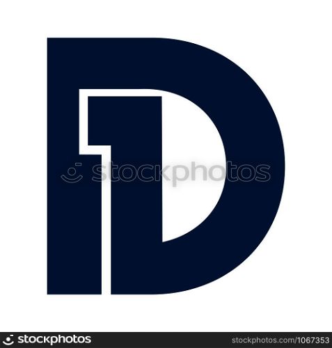 Initial letter and number D and 1 logo design.