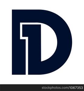 Initial letter and number D and 1 logo design.