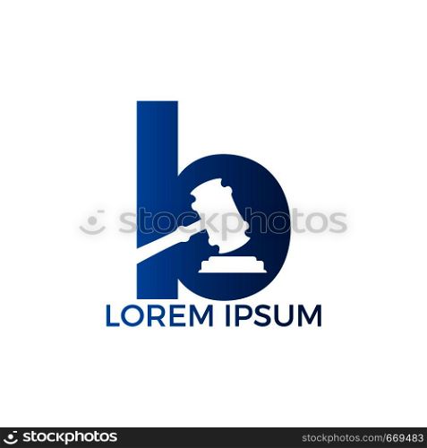 Initial letter B and gavel icon logo, Hammer judge icon vector illustration. Law firm logo design inspiration.