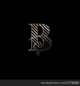 Initial Letter B Luxury Logo Icon Golden Stripe Line Vector Template Design Concept.