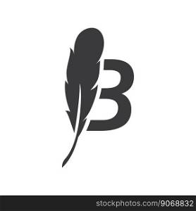 initial letter b with feather logo vector icon illustration design 