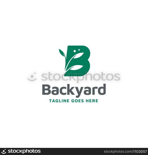 Initial Letter B with Flower Leaf for Backyard Garden Plant logo design