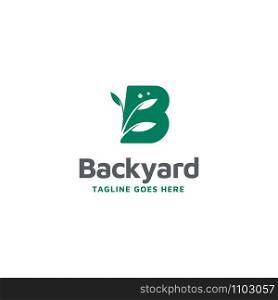 Initial Letter B with Flower Leaf for Backyard Garden Plant logo design