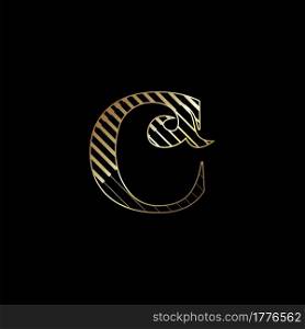 Initial Letter C Luxury Logo Icon Golden Stripe Line Vector Template Design Concept.
