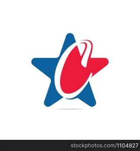 Initial letter C star logo design. C letter Star concept logo.