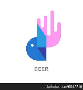 initial letter d as simple deer head logo transparent modern creative concept illustration vector 