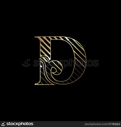 Initial Letter D Luxury Logo Icon Golden Stripe Line Vector Template Design Concept.