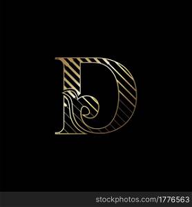 Initial Letter D Luxury Logo Icon Golden Stripe Line Vector Template Design Concept.