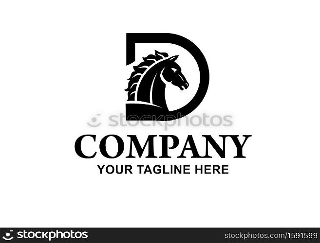 initial letter d with horse logo monogram vector illustration