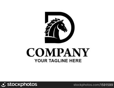 initial letter d with horse logo monogram vector illustration