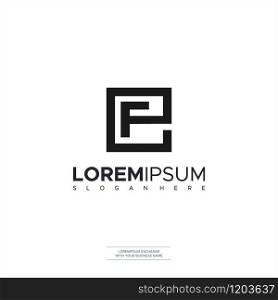 Initial letter EF FE minimalist art monogram circle shape logo, white background Symbols, Icon Vector Illustration