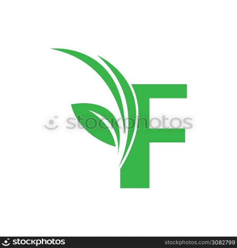 Initial Letter F With Leaf Logo,green eco leaf letter F logo design template