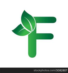 Initial Letter F With Leaf Logo,green eco leaf letter F logo design template