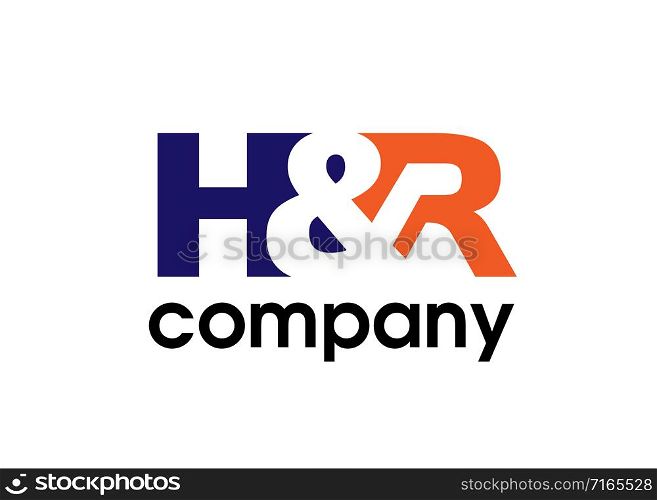 initial letter h and r symbol with blue and red colorful logo concept