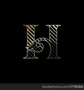 Initial Letter H Luxury Logo Icon Golden Stripe Line Vector Template Design Concept.