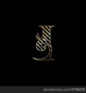 Initial Letter I Luxury Logo Icon Golden Stripe Line Vector Template Design Concept.