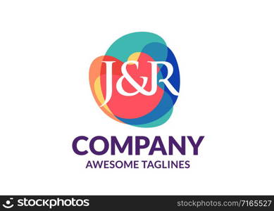 initial letter J and r symbol with abstract colorful background logo concept