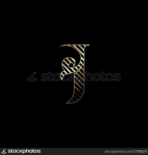 Initial Letter J Luxury Logo Icon Golden Stripe Line Vector Template Design Concept.