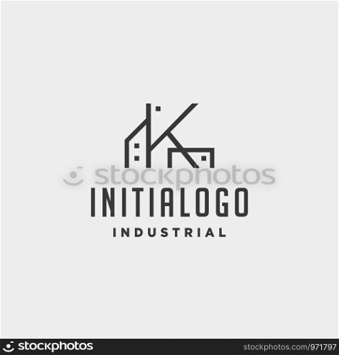 initial letter k real estate logo design for architect, house, building company. initial letter k real estate logo design vector illustration