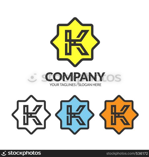 initial letter K with geometric octagon color logo vector illustration