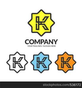 initial letter K with geometric octagon color logo vector illustration