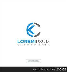 Initial Letter KC Logo template design. Minimalist letter logo vector