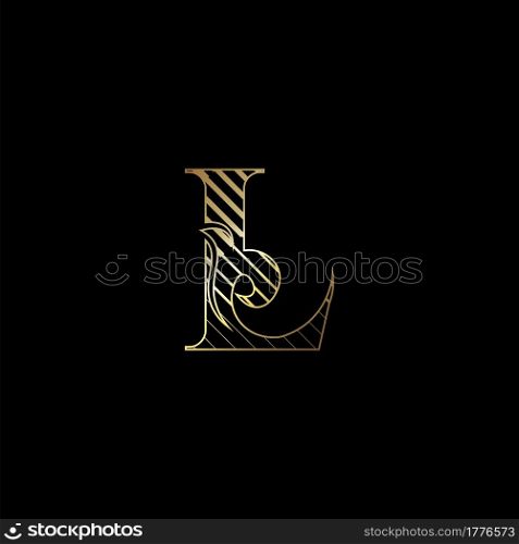Initial Letter L Luxury Logo Icon Golden Stripe Line Vector Template Design Concept.